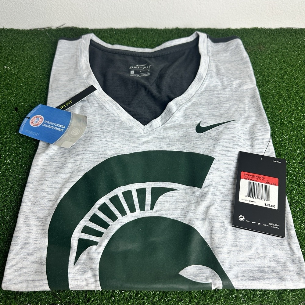 Michigan State Spartans Nike‎ Womens V-Neck T-Shirt size Large